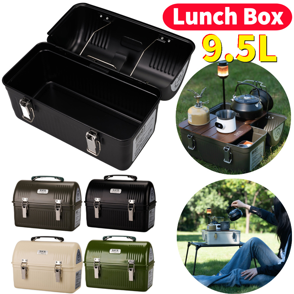 Outdoor Camping Stores - 9.5L Vintage Camping Metal Lunch Box