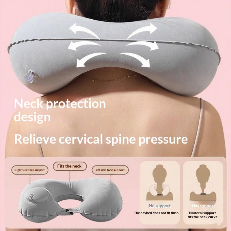 Outdoor Camping Stores - New Flocking Inflatable Portable Neck Pillow