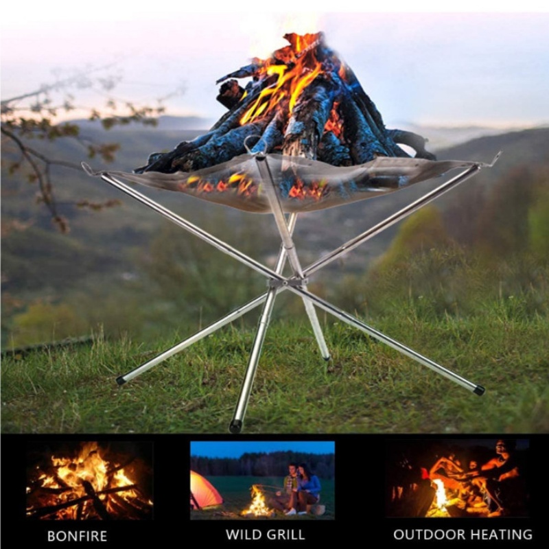Outdoor Camping Wood Burning Stove - Outdoor BBQ Bonfire Rack Portable Camping