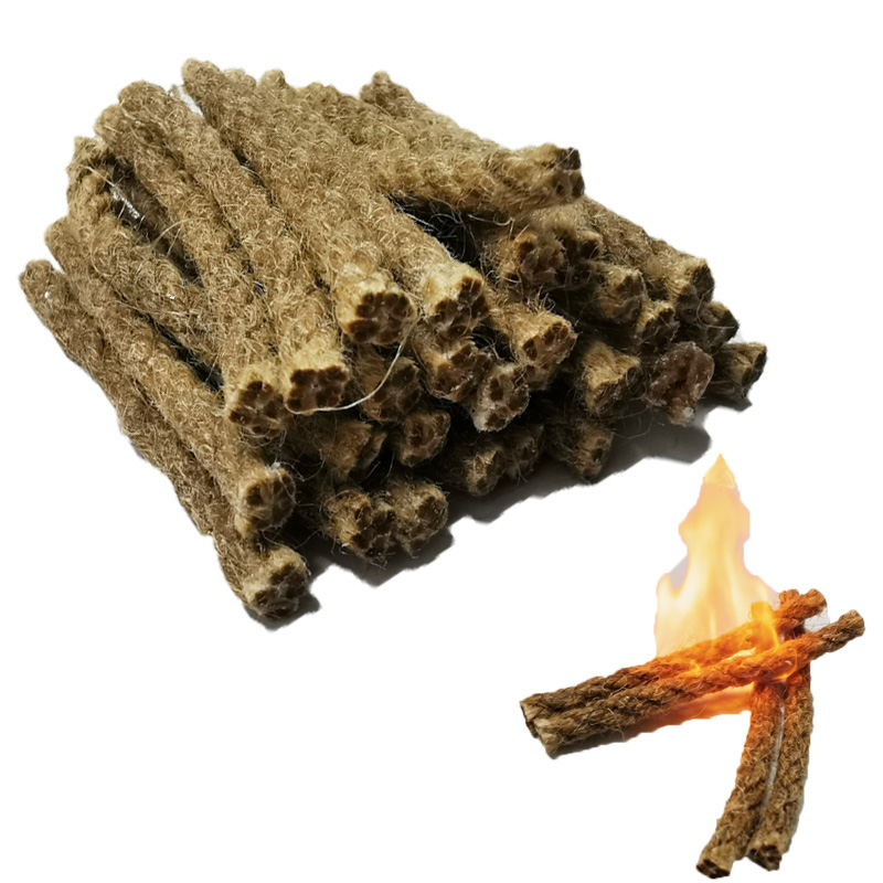 Outdoor Camping Wood Burning Stove - Outdoor Mini Wax Hemp Rope Portable