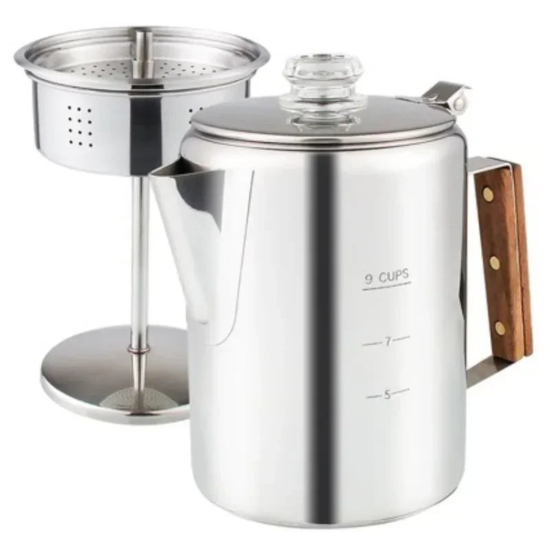 Camp Percolator Coffee - Stainless Steel Coffee Percolator Comfort Grip