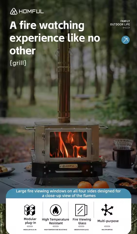 HOMFUL Portable Firewood Stove - Outdoor Camping Wood Burning Stove ulasan dan harga