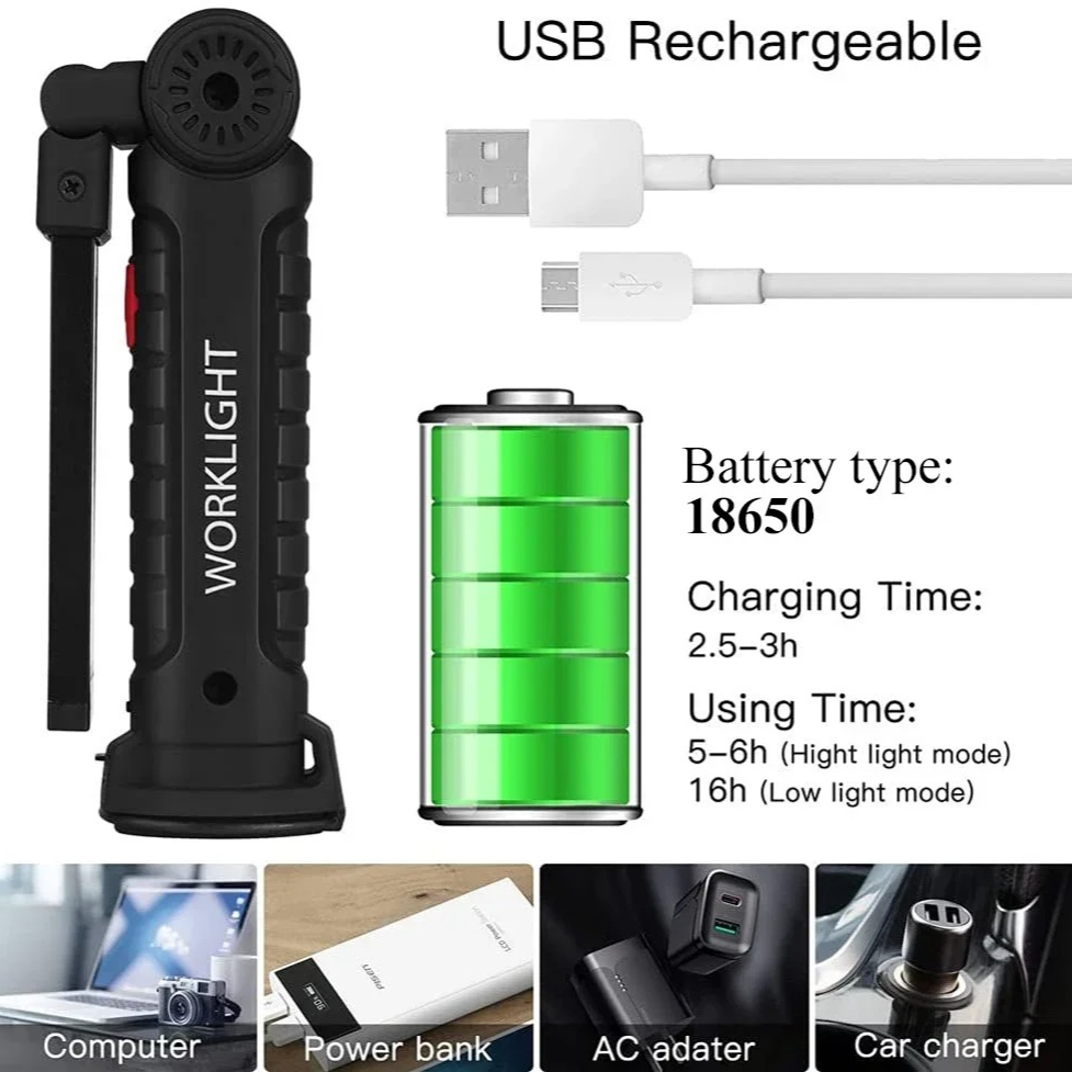 Portable COB LED Flashlight US - Outdoor Camping Adventure Lamp ulasan dan harga