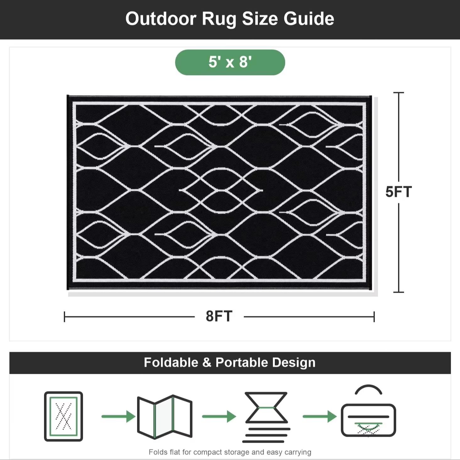 5x8 FT Indoor Outdoor Rug Wate - Outdoor Camping Rug Waterproof ulasan dan harga