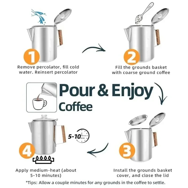 Stainless Steel Camping Coffee - Camp Percolator Coffee ulasan dan harga