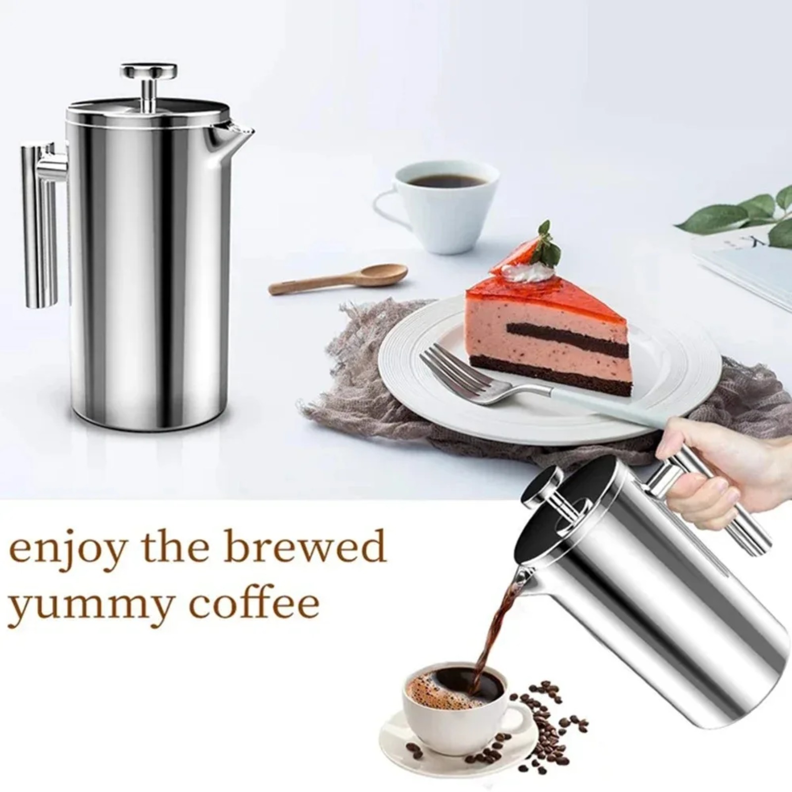 Portable French Press Stainles - Camp Percolator Coffee ulasan dan harga