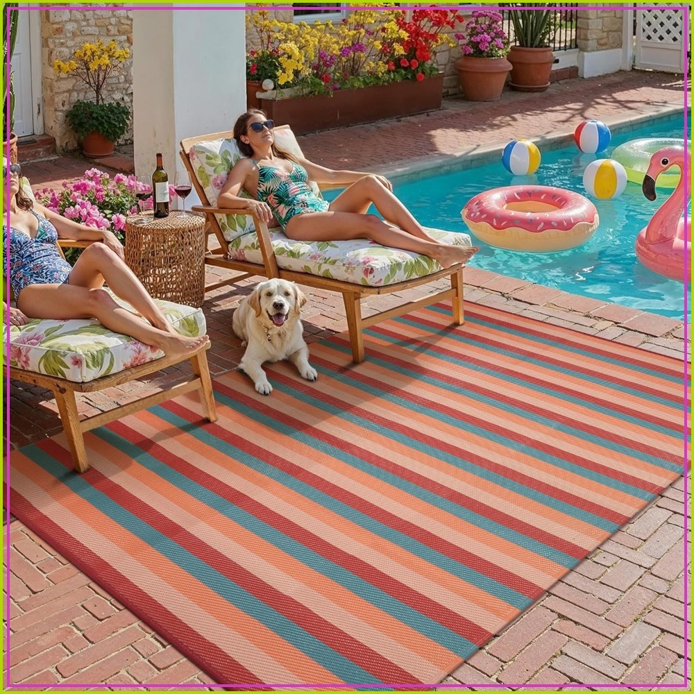 5x8 Outdoor Rug Orange Red Str - Outdoor Camping Decke ulasan dan harga