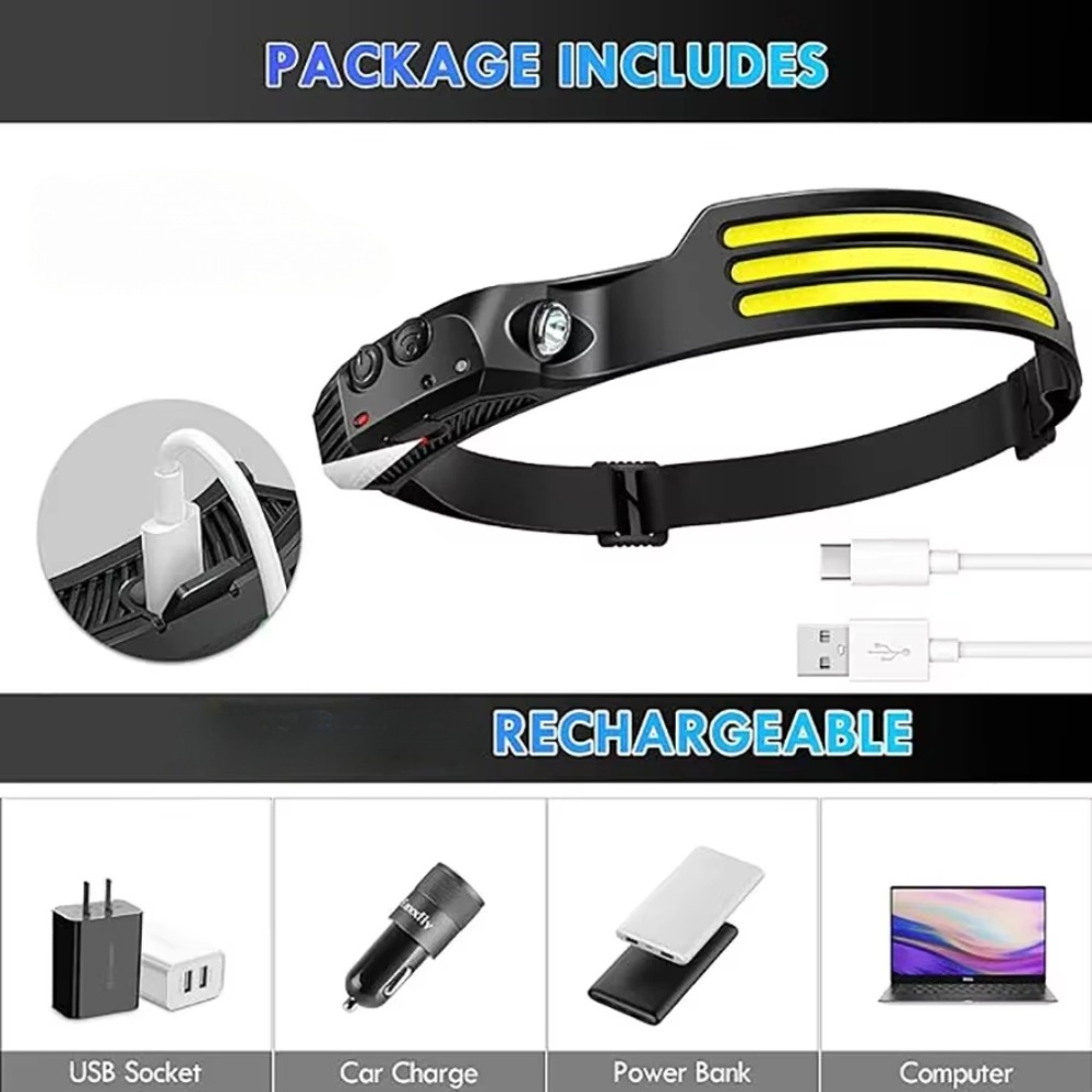 COB LED Induction Headlamp USB - Outdoor Camping Adventure Lamp ulasan dan harga