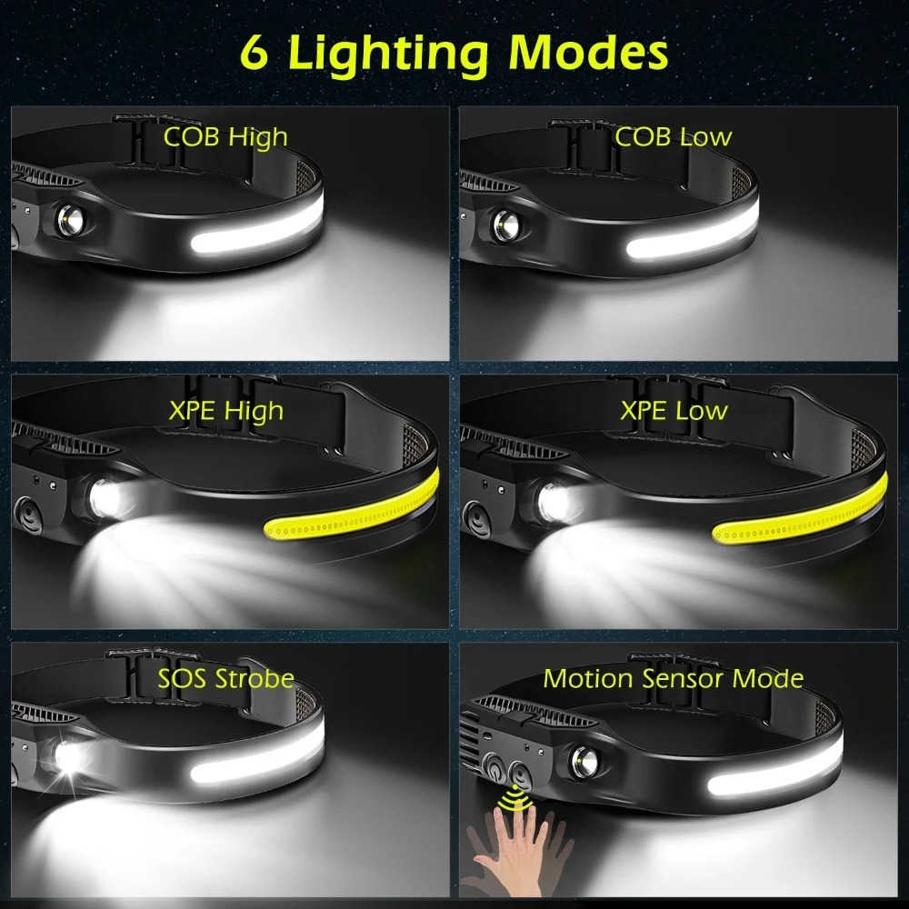 COB LED Induction Headlamp USB - Outdoor Camping Adventure Lamp ulasan dan harga